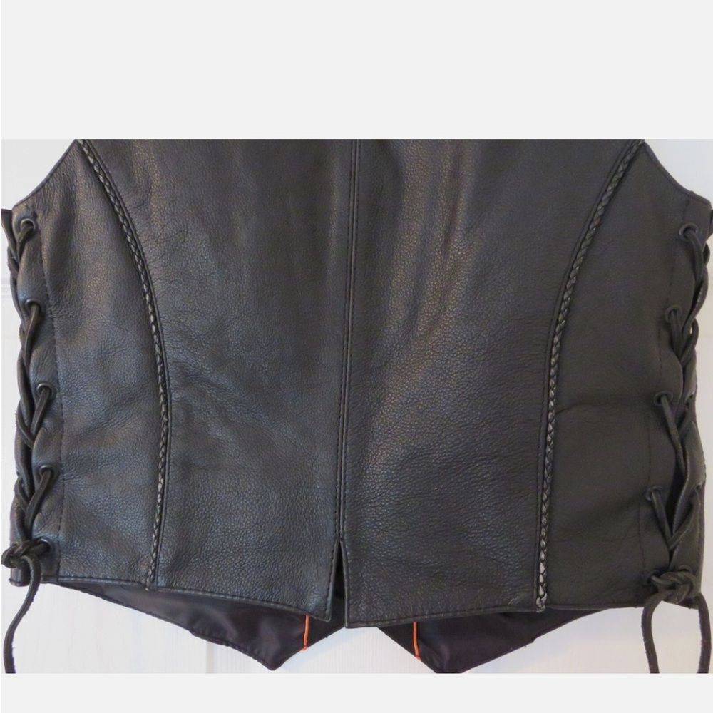 Vintage First Classics Black Leather Motorcycle Biker Vest - Picture 4 of 14